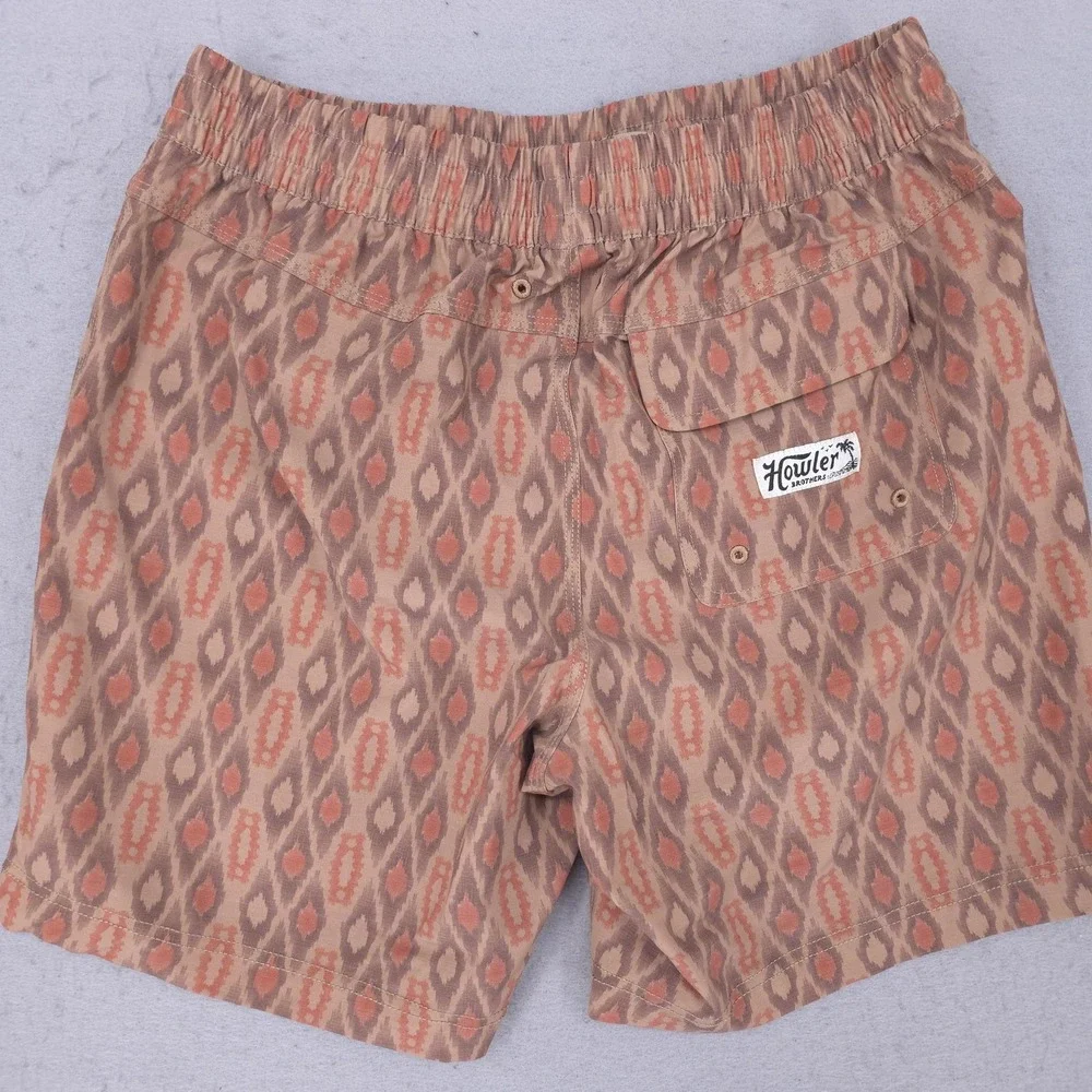 Howler Bros Swim Shorts Mens Medium Beige Western Swim Trunks Drawstring Beach